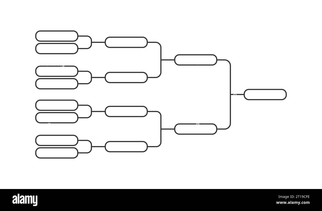 8 team tournament bracket. Black line championship template. Vector isolated illustration Stock Vector