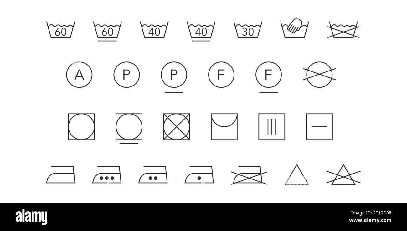 Washing instruction symbols Black and White Stock Photos & Images Alamy