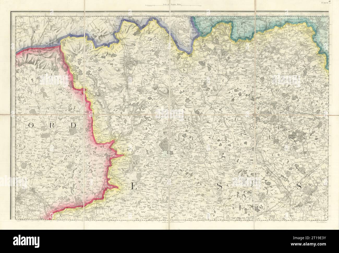 OS #47 Essex Claylands. Bishops Stortford Saffron Walden Hertfordshire 1805 map Stock Photo