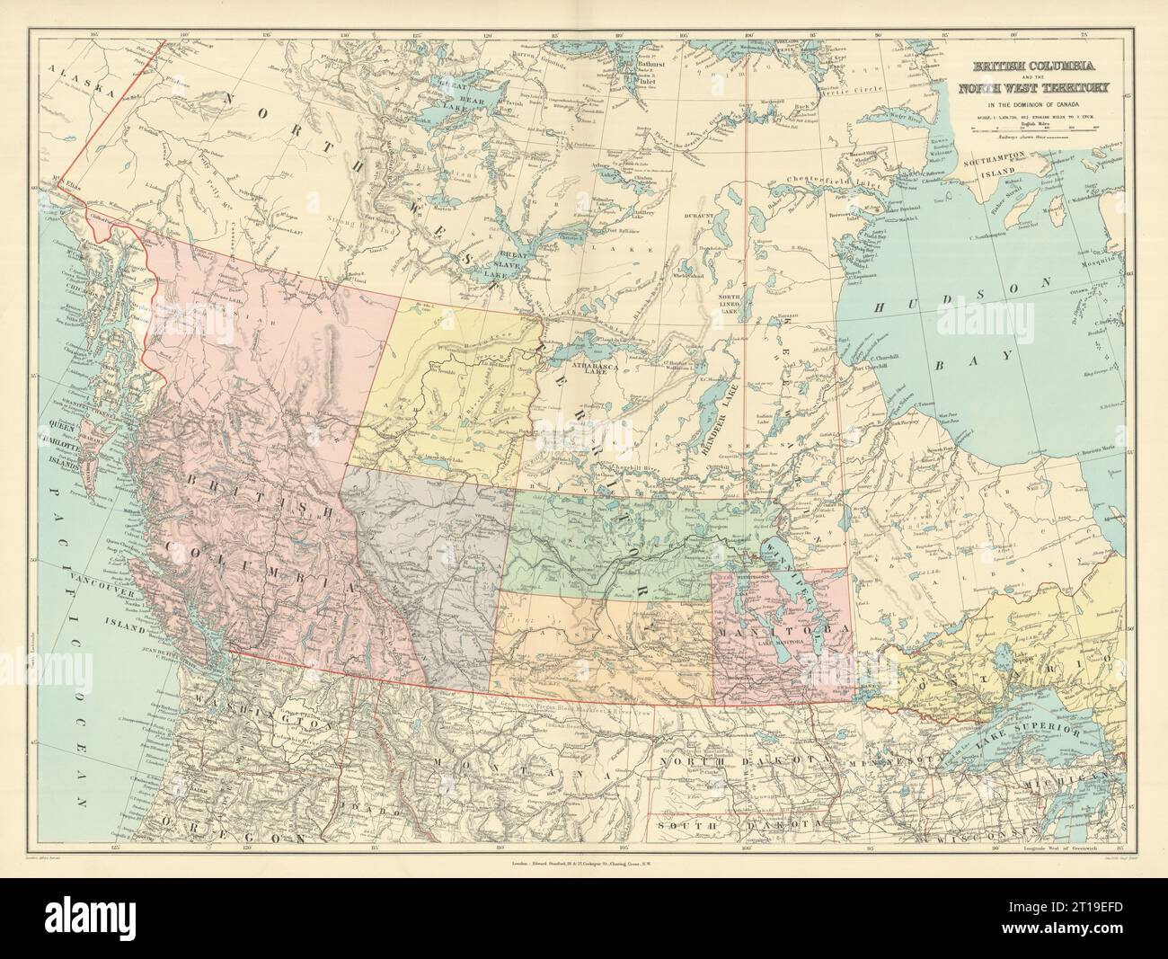 Northwest territory map hi res - British Columbia Northwest Territory Manitoba Canada Stanford 1894 Old Map 2T19EFD 