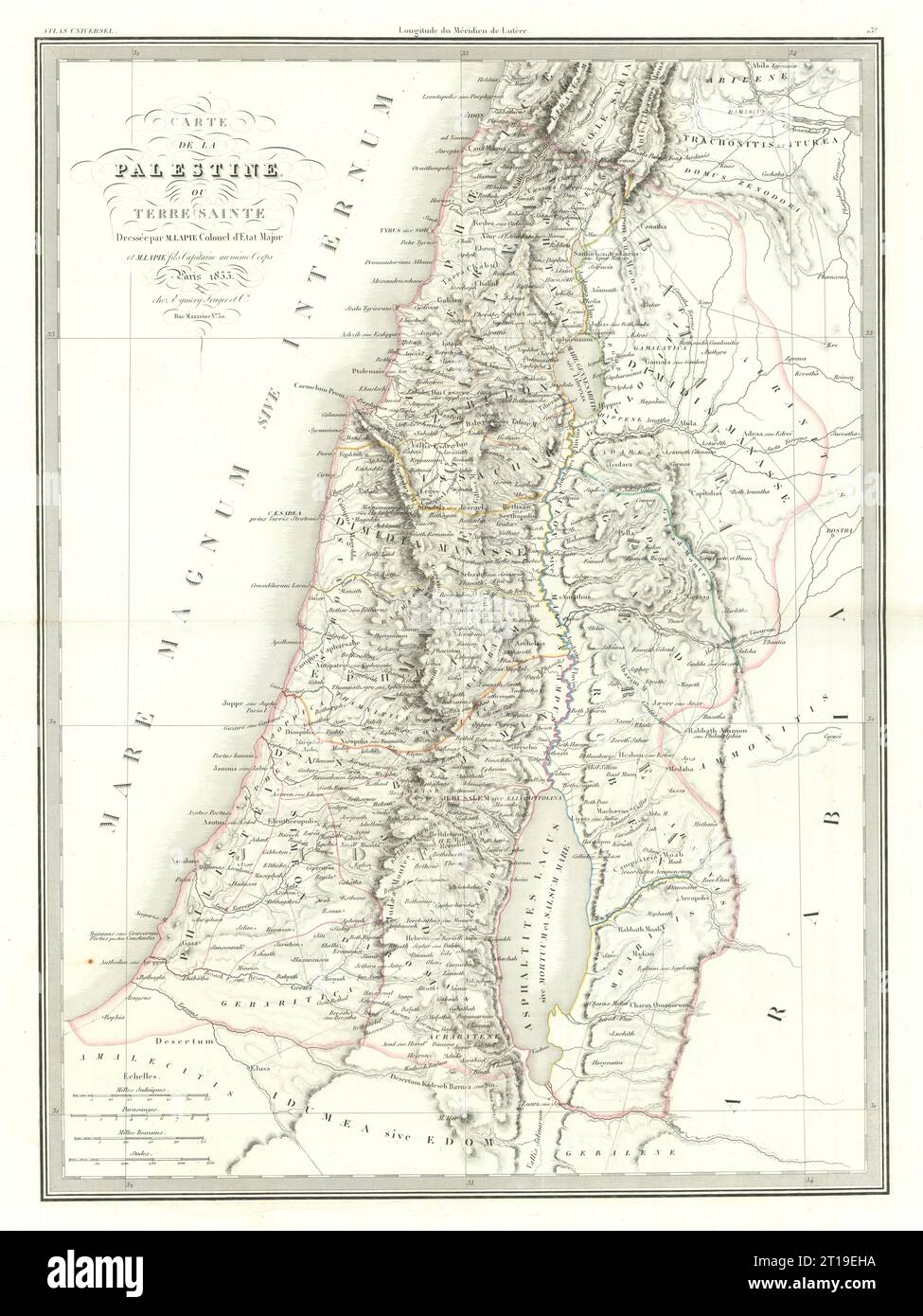 Carte de la Palestine ou Terre Sainte. Holy Land Israel. LAPIE 1833 old map Stock Photo