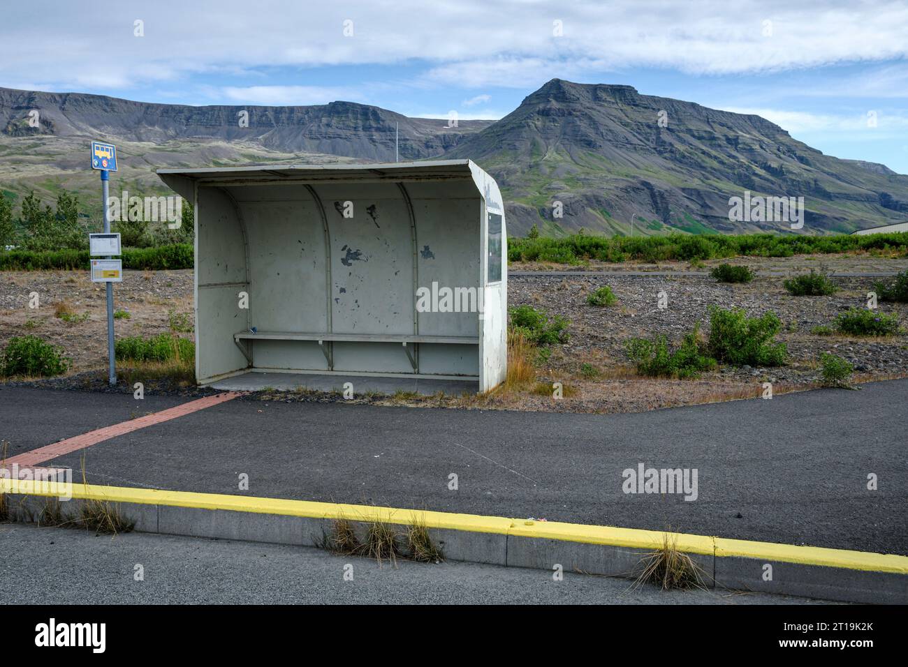 Bus stop near Mosfellsbær, Iceland Stock Photo