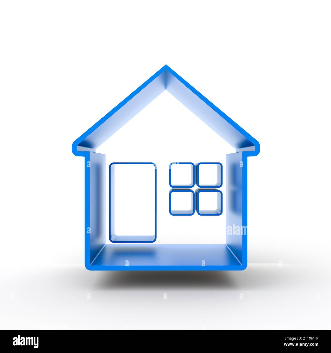 house concept 3d stylised blue render on white background Stock Photo
