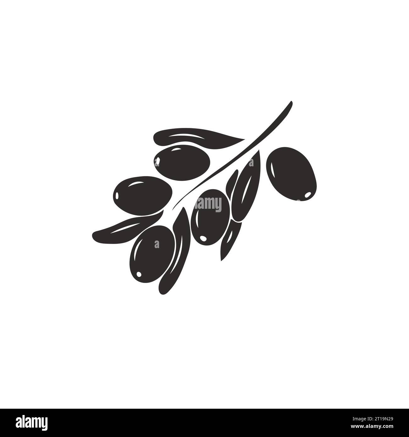 Olive Glyph Icon. Fruit Vector illustration isolated on white background Stock Vector