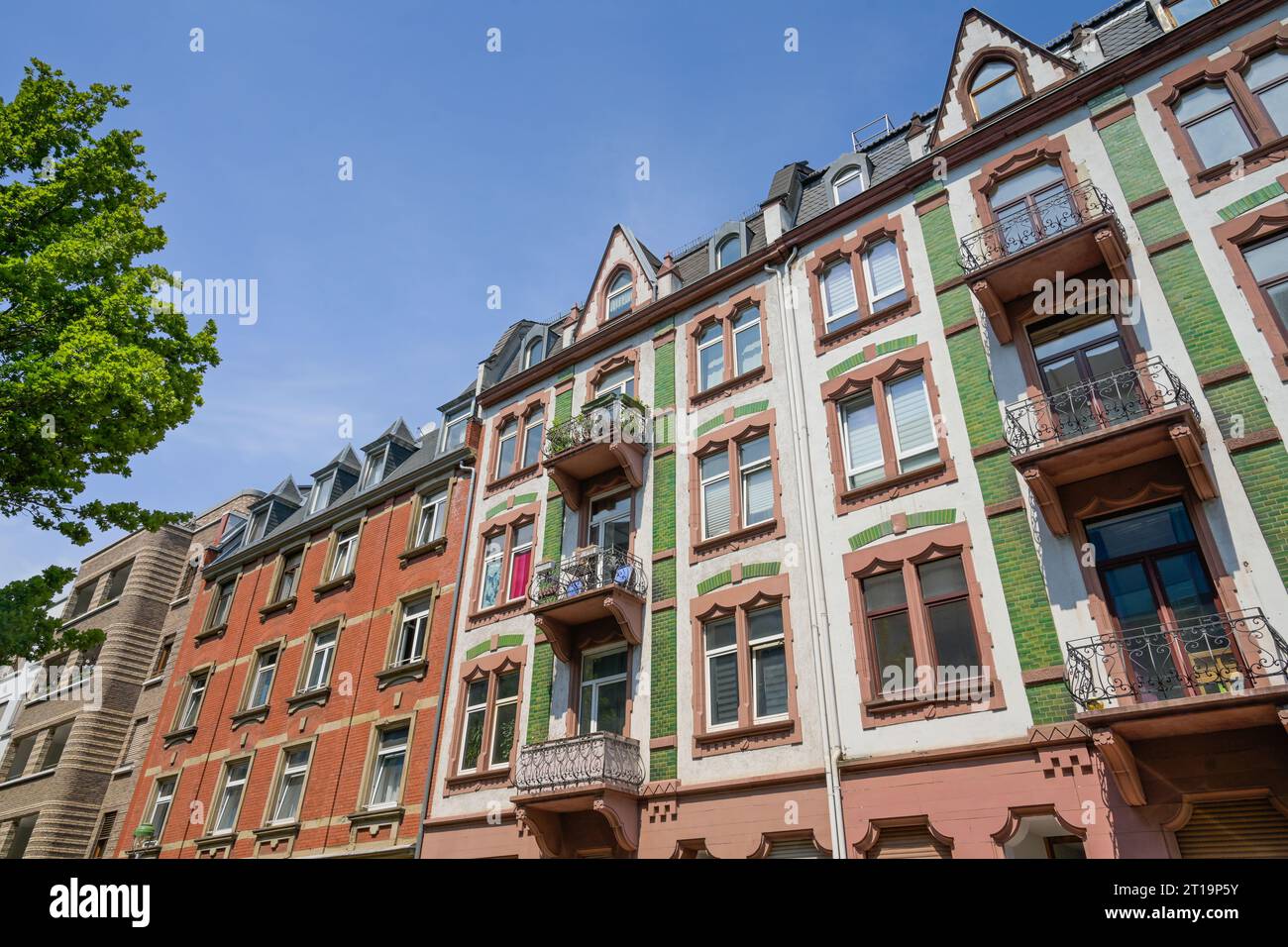 Altbauten, Fassaden, Hermann-Wendel-Straße, Westend, Frankfurt am Main, Hessen, Deutschland Stock Photo