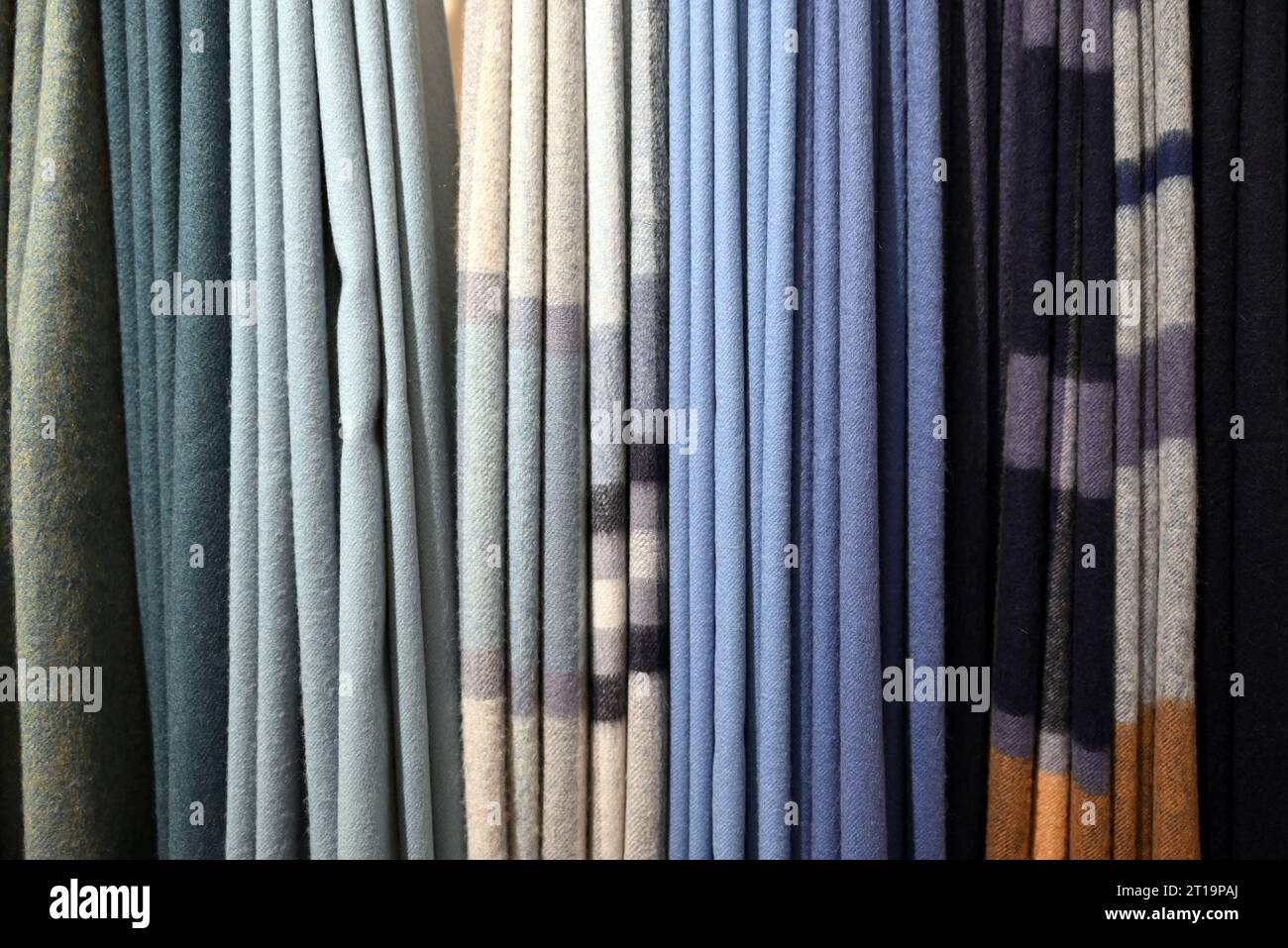 Samples of the Johnstons casmere production company in Elgin, Scotland.  This company is worldwide known for the quality of its production. Stock Photo