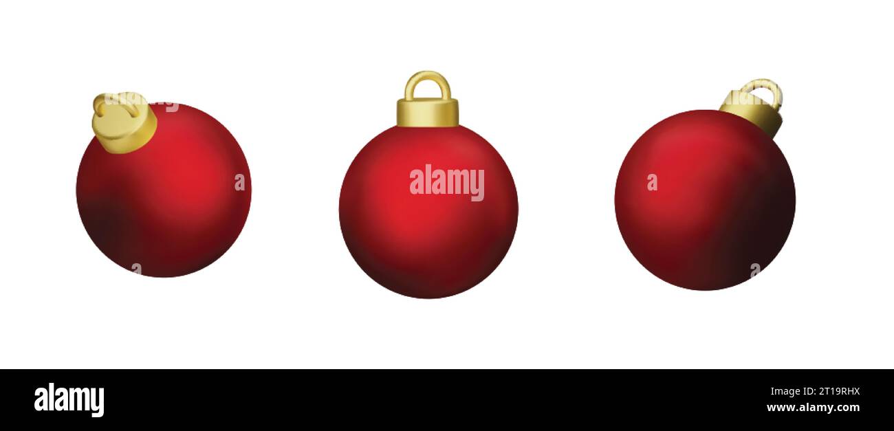 Christmas 3d red balls. Set of Christmas ball. Festive decoration ...