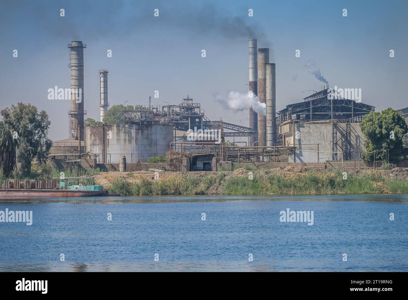 Zuckerfabrik bei Al Kalah Gharb, Nil, Ägypten Stock Photo