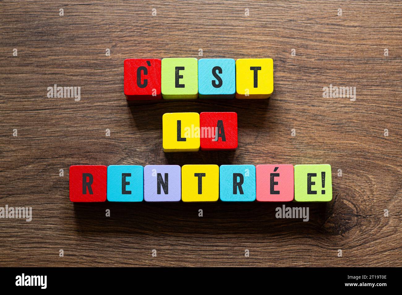 Cest la rentree - back to school in french, word concept on building blocks, text Stock Photo