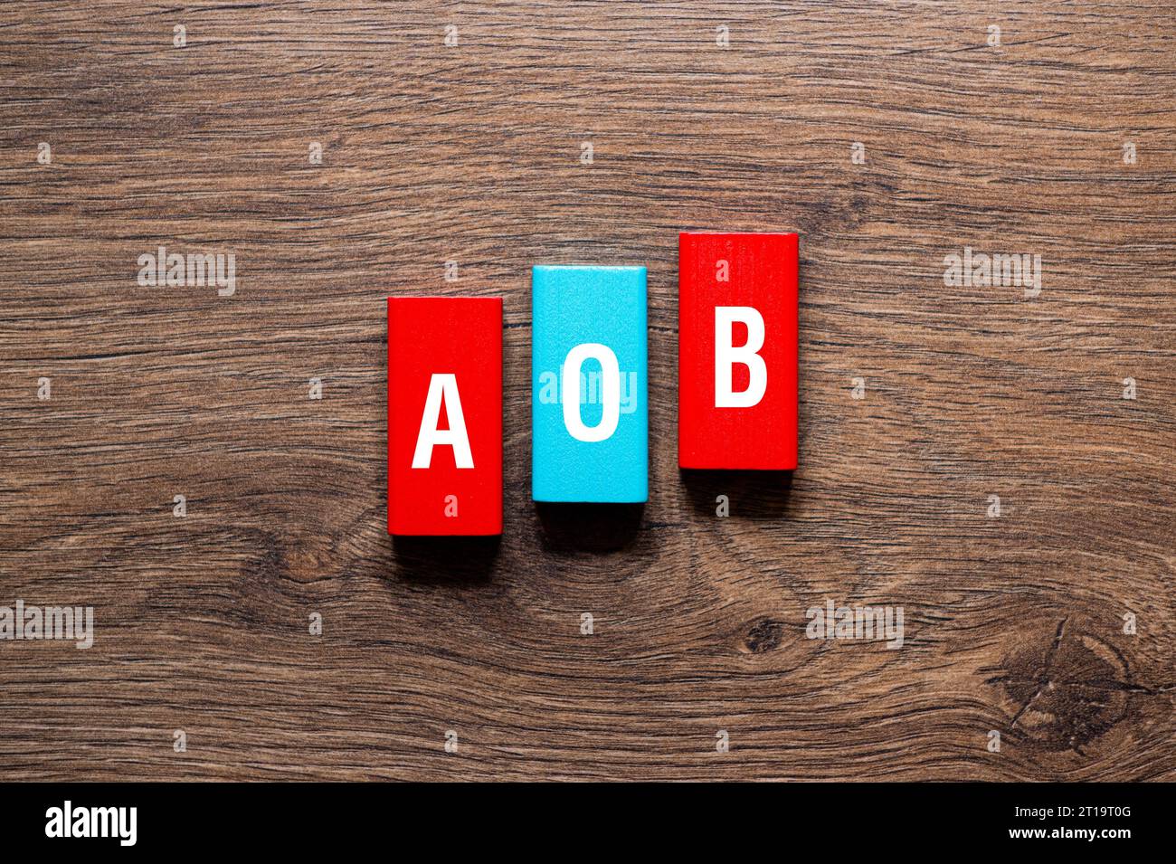 AOB - Assignment of benefits or Any other business, word concept on  building blocks, text Stock Photo - Alamy