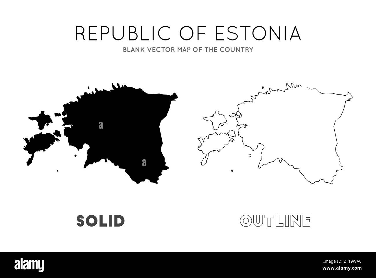 Estonia map. Blank vector map of the Country. Borders of Estonia for your infographic. Vector illustration. Stock Vector