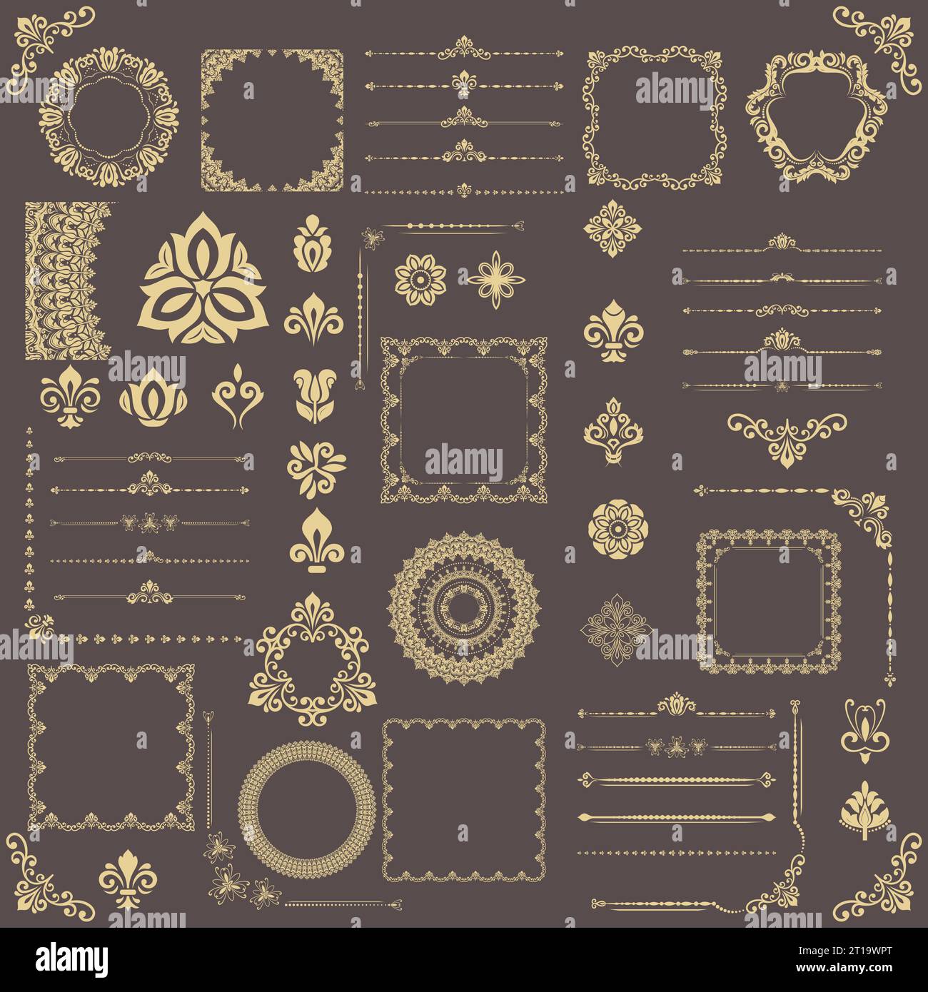 Vintage set of vector horizontal, square and round elements. Elements ...