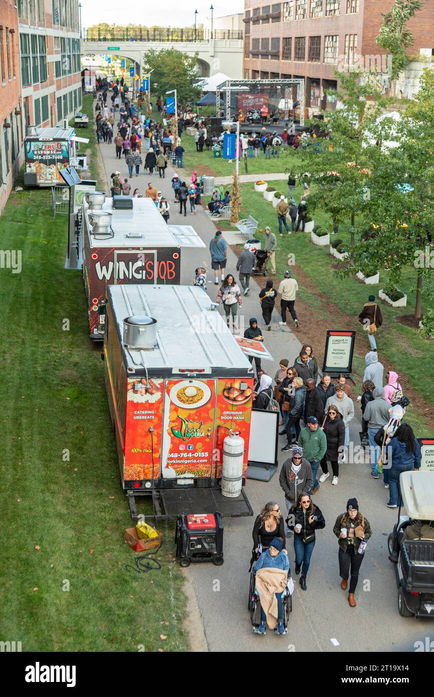 Detroit, Michigan - Thousands attended the Detroit Harvest Fest & Food Truck Rally. Sponsored by the Detroit Riverfront Conservancy, the two-day event Stock Photo