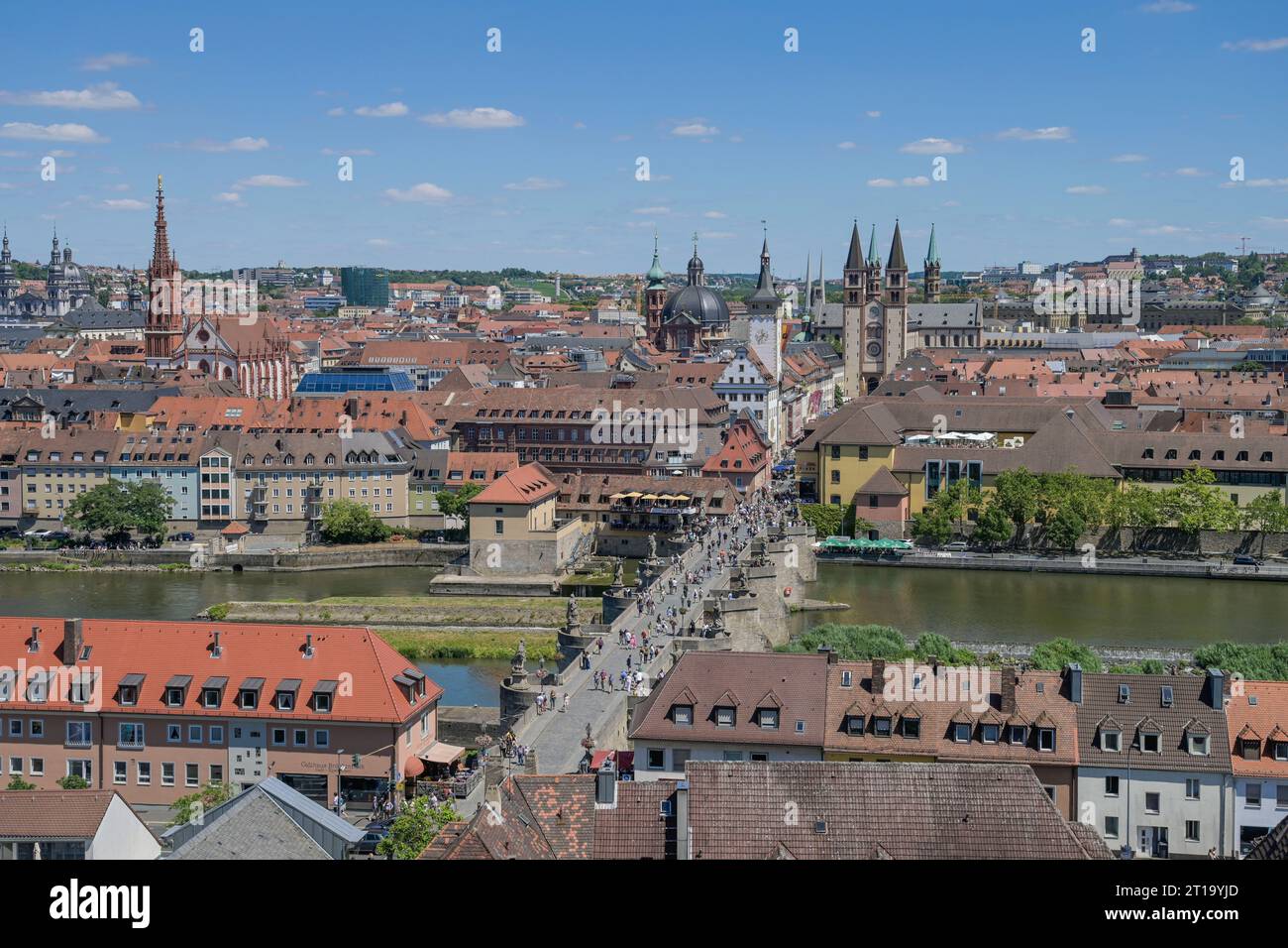 Stadtpanorama, Alte Mainbrücke, Main, Altstadt, Würzburg, Bayern, Deutschland Stock Photo