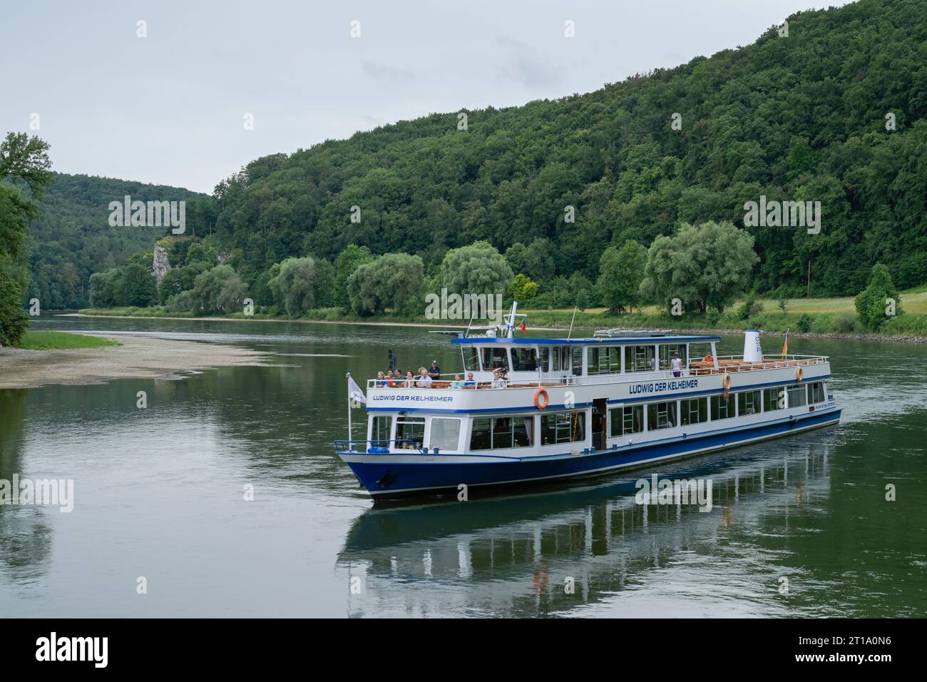 Ausflugsboot Ludwig der Kehlheimer, Donau bei Kehlheim, Bayern, Deutschland Stock Photo