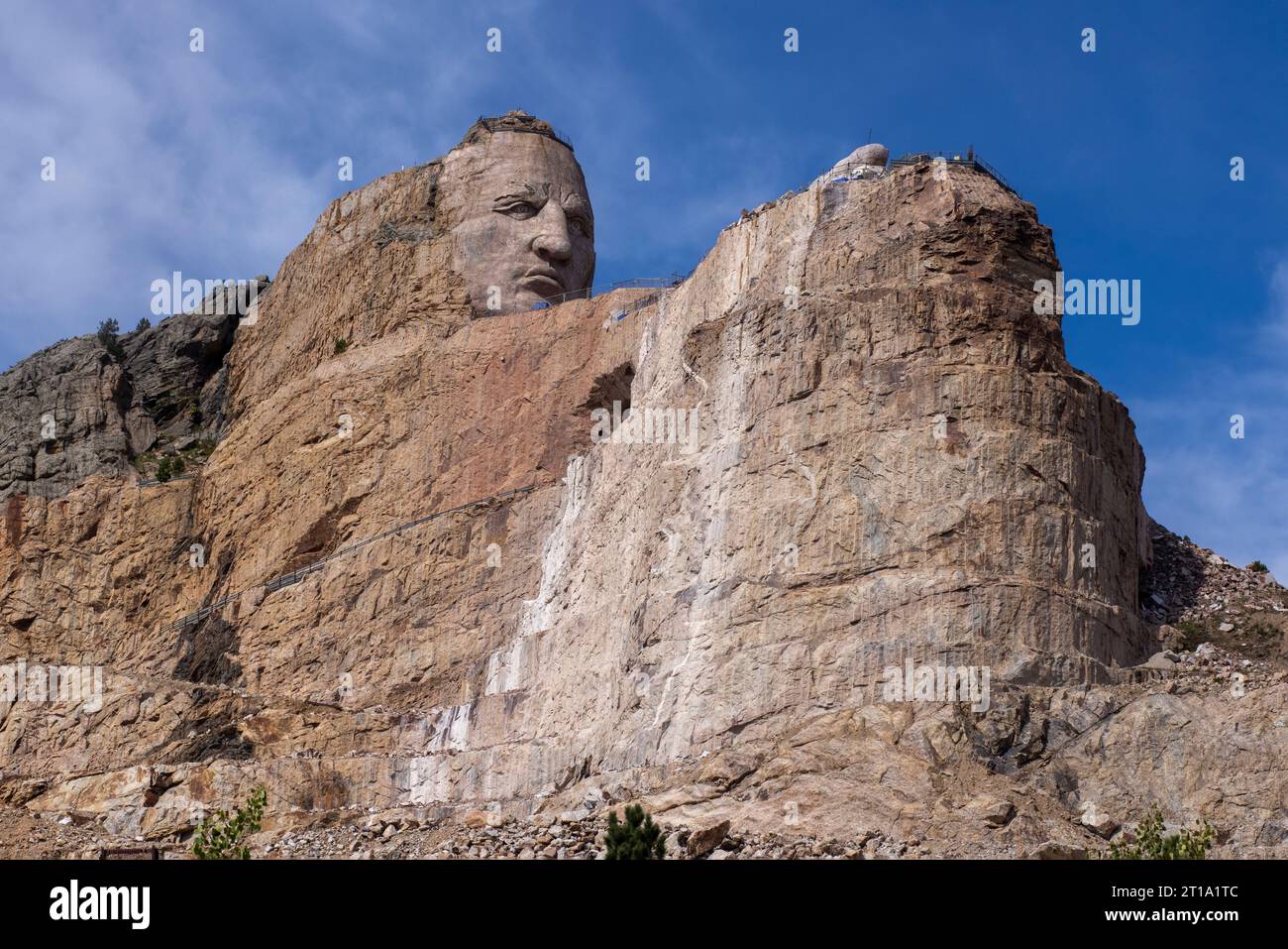 Crazy Horse Memorial is a mountain monument  in the Black Hills, in Custer County, South Dakota. It will depict the Oglala Lakota warrior Crazy Horse. Stock Photo
