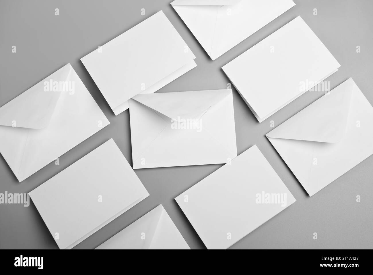 Blank white cards with envelope mockup template Stock Photo