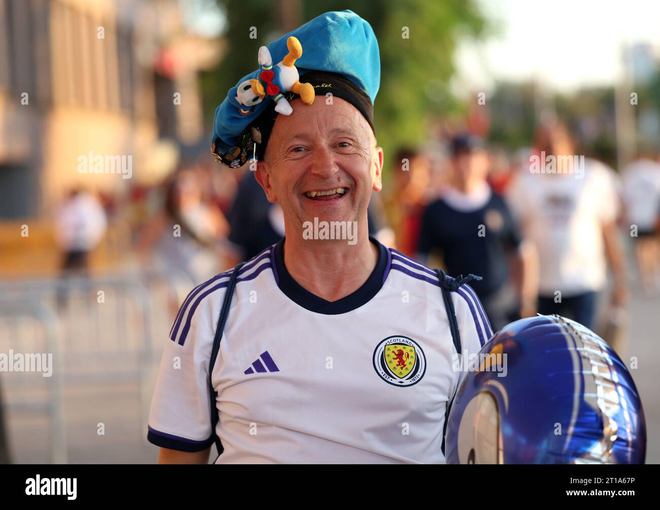 Scotland fans outside the stadium before the UEFA Euro 2024 Qualifying Group D match at the Estadio La Cartuja de Sevilla in Seville, Spain. Picture date: Thursday October 12, 2023. Stock Photo