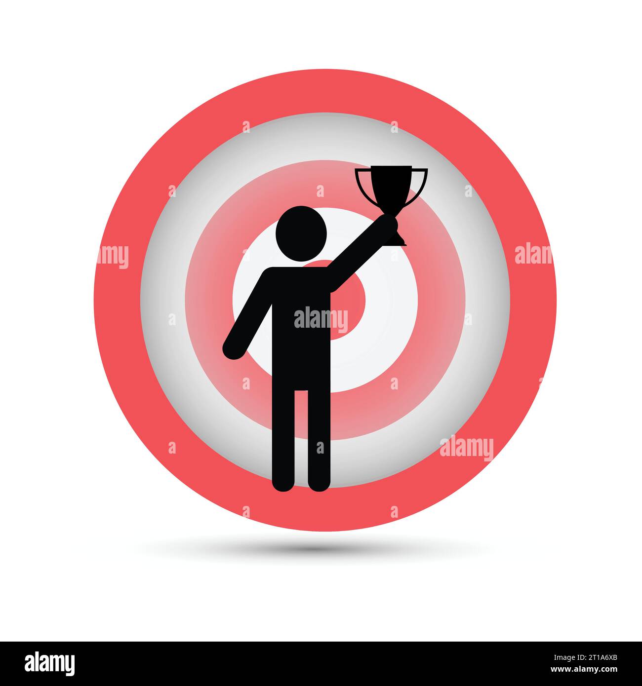 Silhouette of a man holding a trophy on a target Stock Vector