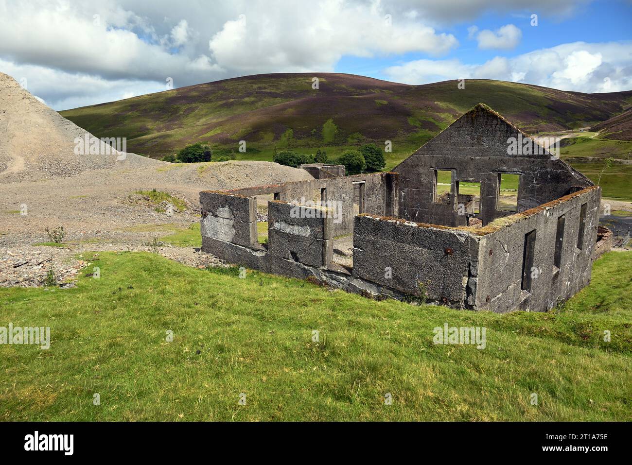 Remains of the lead-zinc mine activity in the village of Wanlockhead, Scotland. Stock Photo