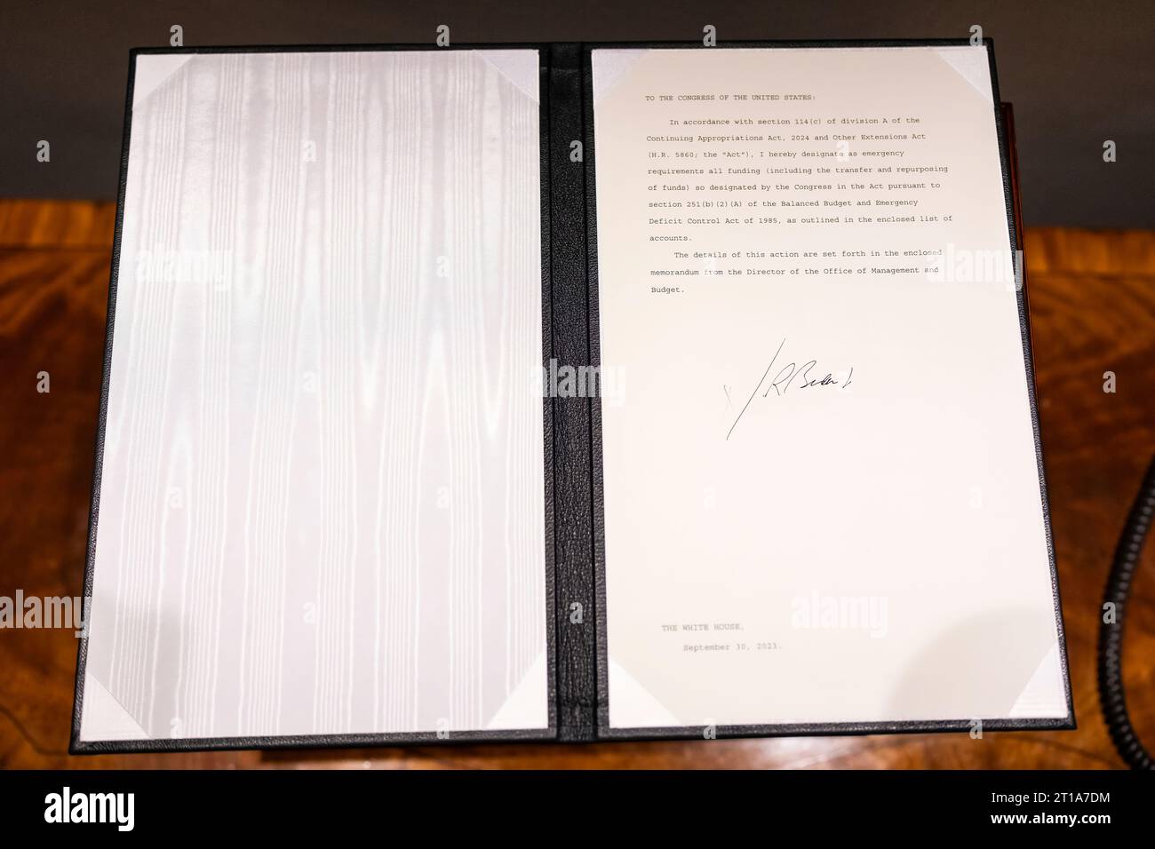 President Joe Biden signs a H.R., 5860 “Continuing Appropriations Act