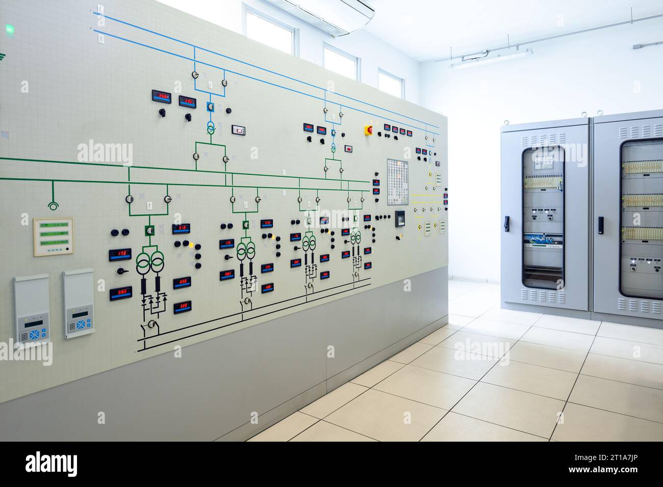 Perspective of an electrical switchgear room Stock Photo Alamy