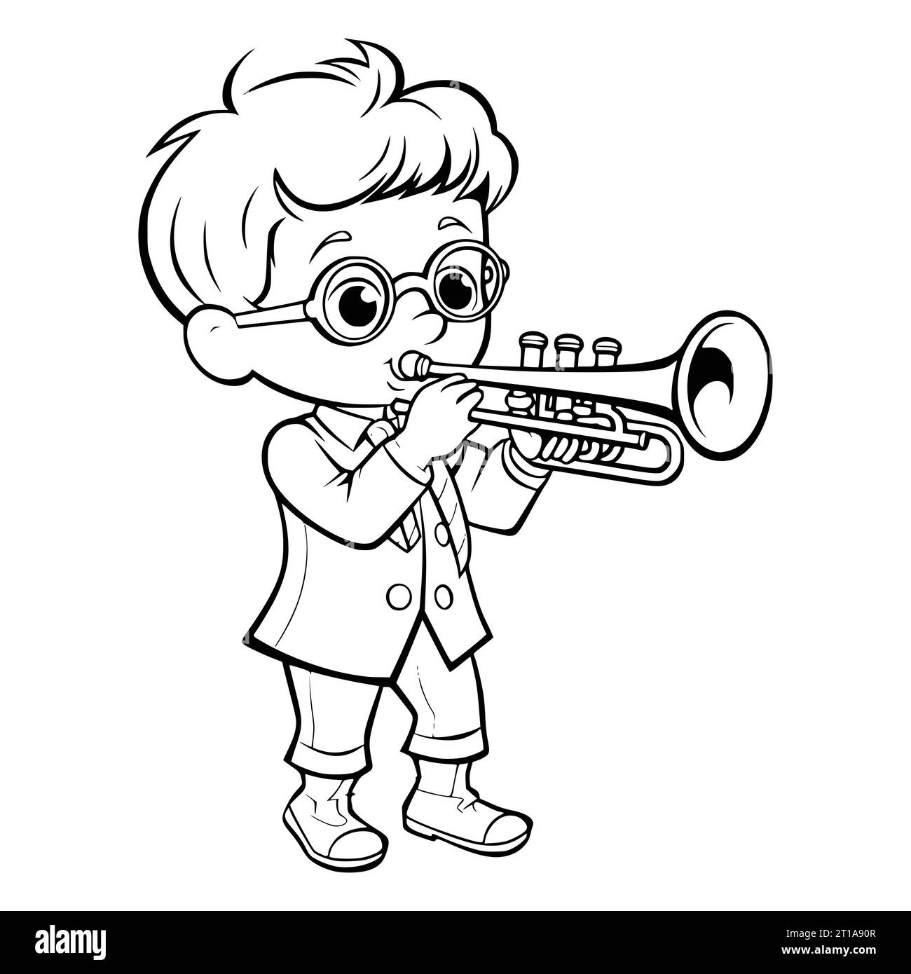 Boy With Whistle Coloring Pages Drawing For Kids Stock Vector Image 