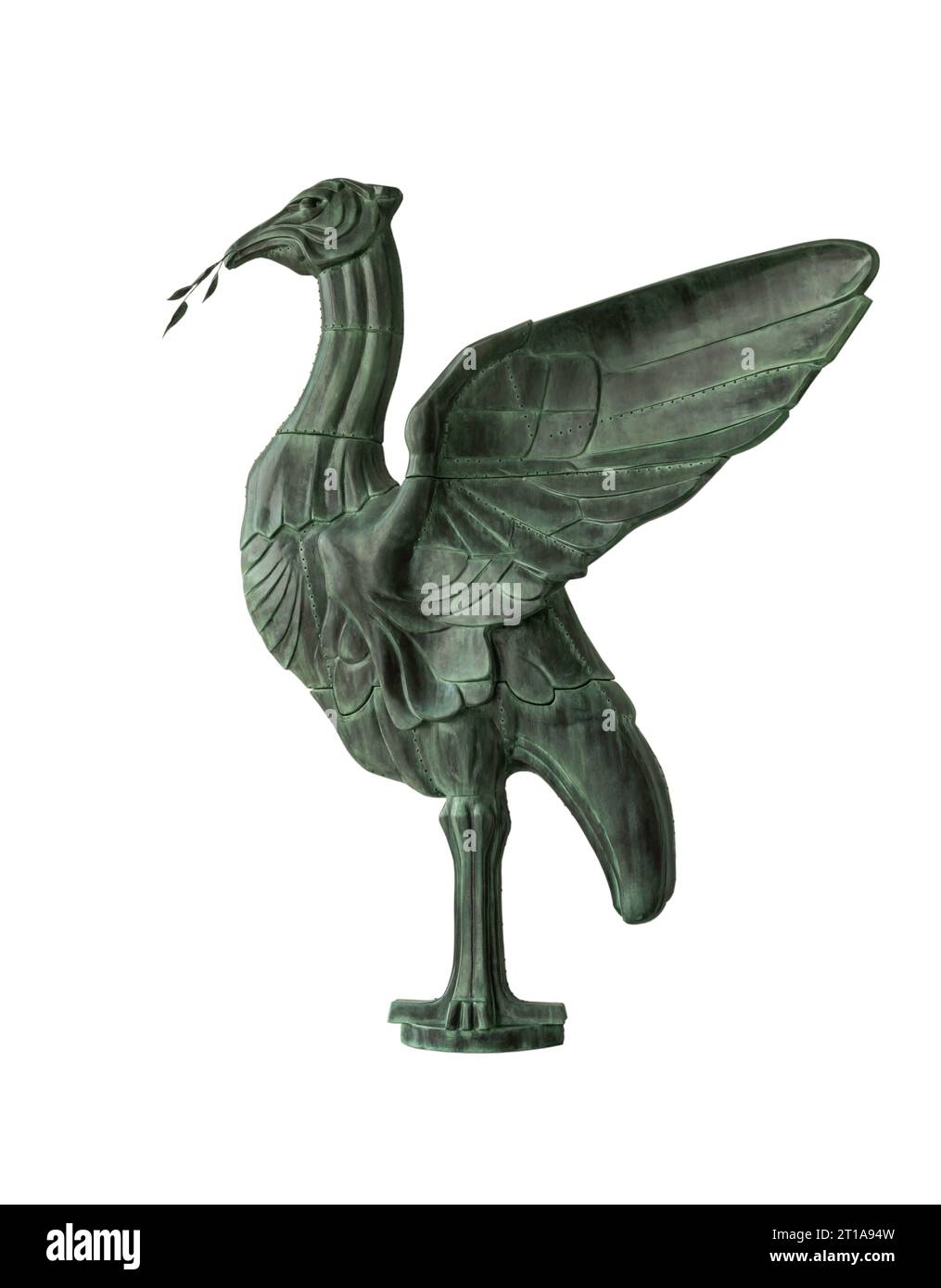 A Liver Bird isolated on white background with clipping path. The 'Liverbird' symbol of Liverpool, Selective focus. Stock Photo