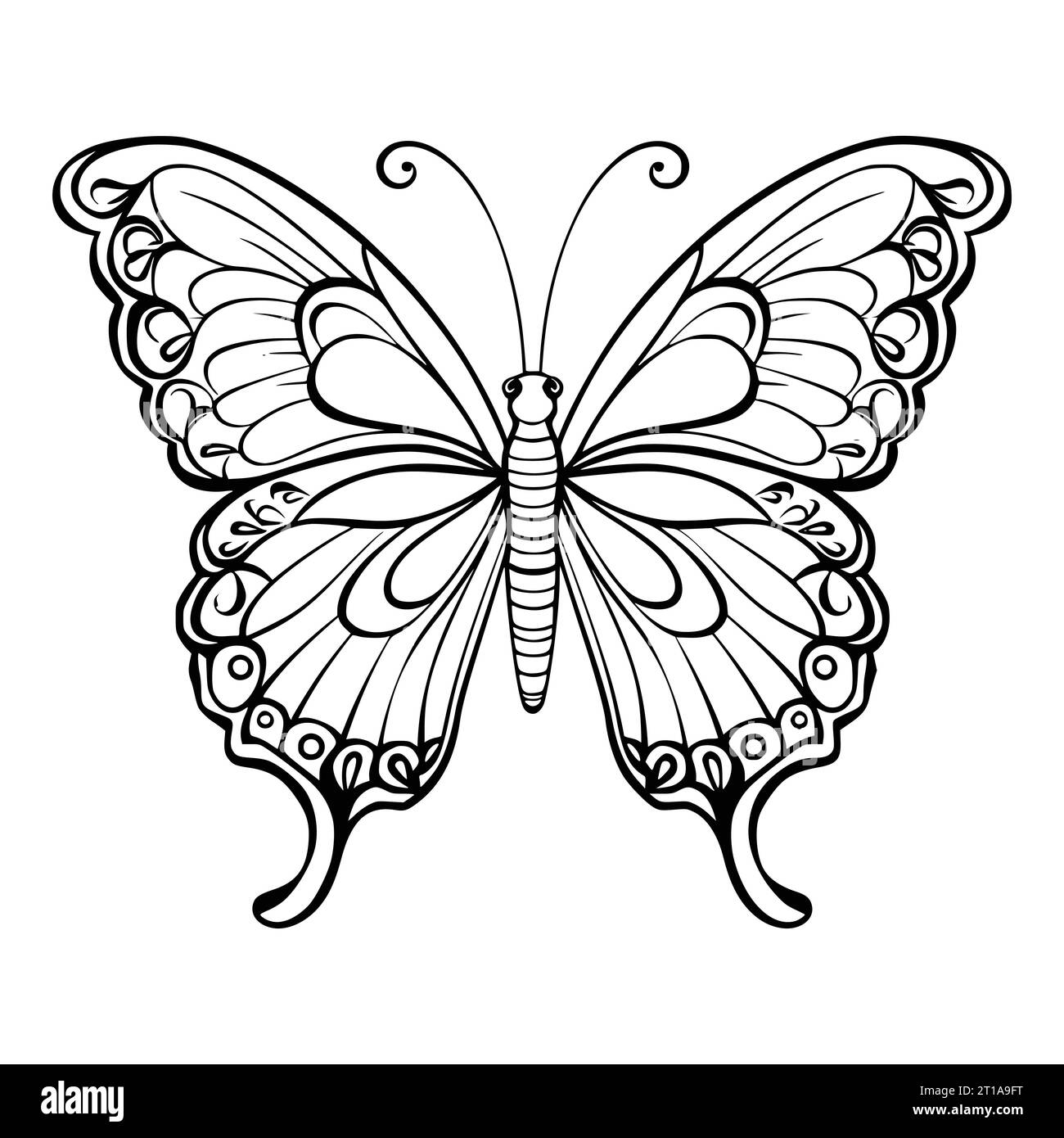 Butterflies Fly Coloring Pages Drawing For Kids Stock Vector
