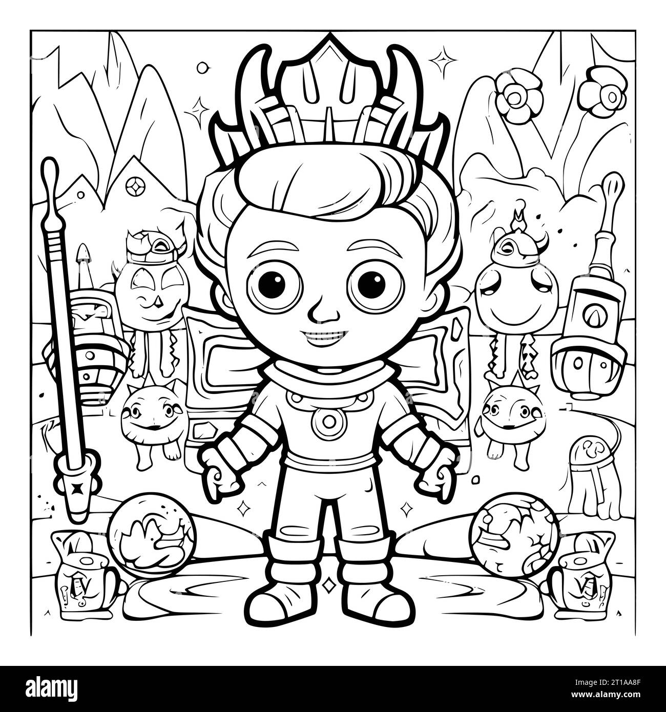 Cartoon Coloring Page Drawing For Kids Stock Vector Image & Art - Alamy