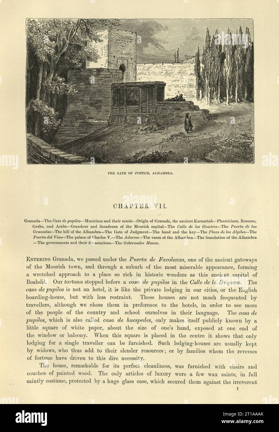 The Gate of Justice, Puerta de la Justicia, Alhambra, Puerta de la Justicia, Granada, Spain by Baron ch. D'Avillier, illustrated by Gustave Dore Stock Photo