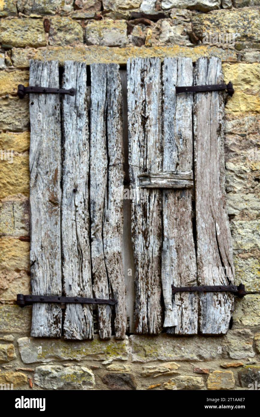 Old European windows shutter with rusting metal hinges Stock Photo Alamy