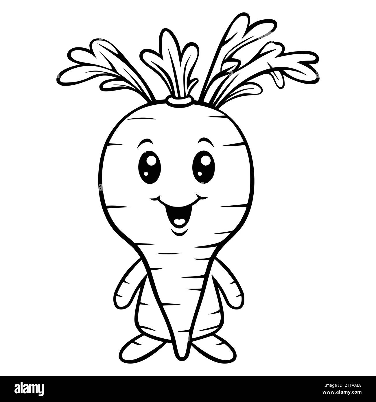 Carrot Coloring Page Drawing For Kids Stock Vector