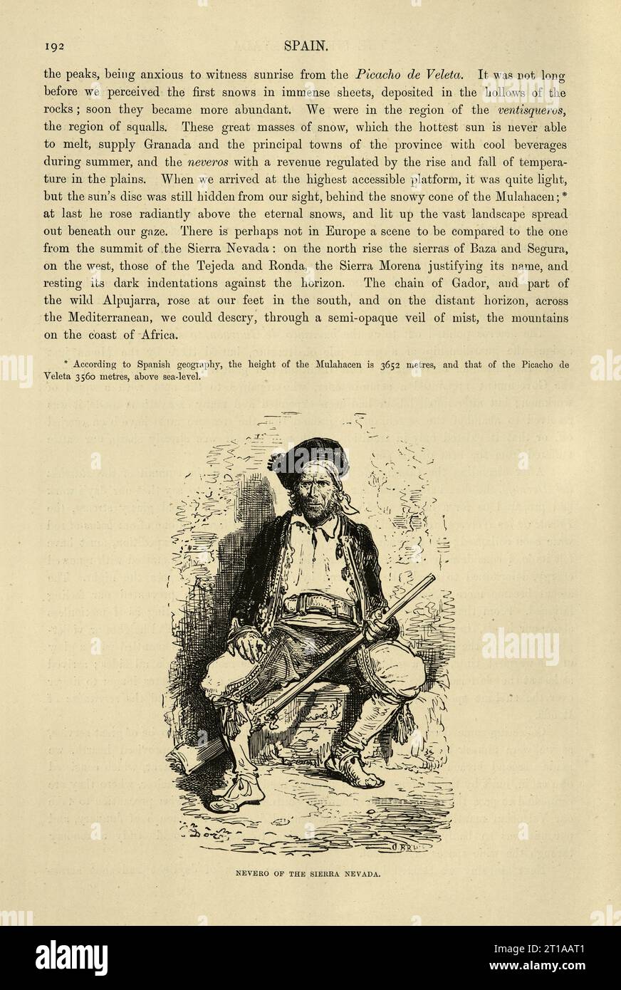 Vintage illustration, nevero or ice dealer of the Sierra Nevada, Spain