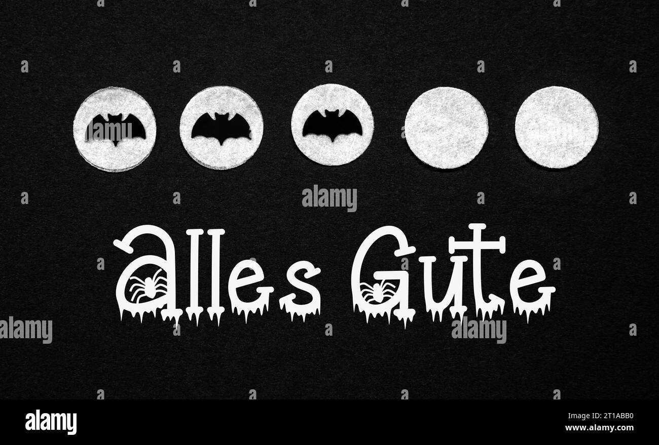 Black Halloween Background With Text Alles Gute Stock Photo