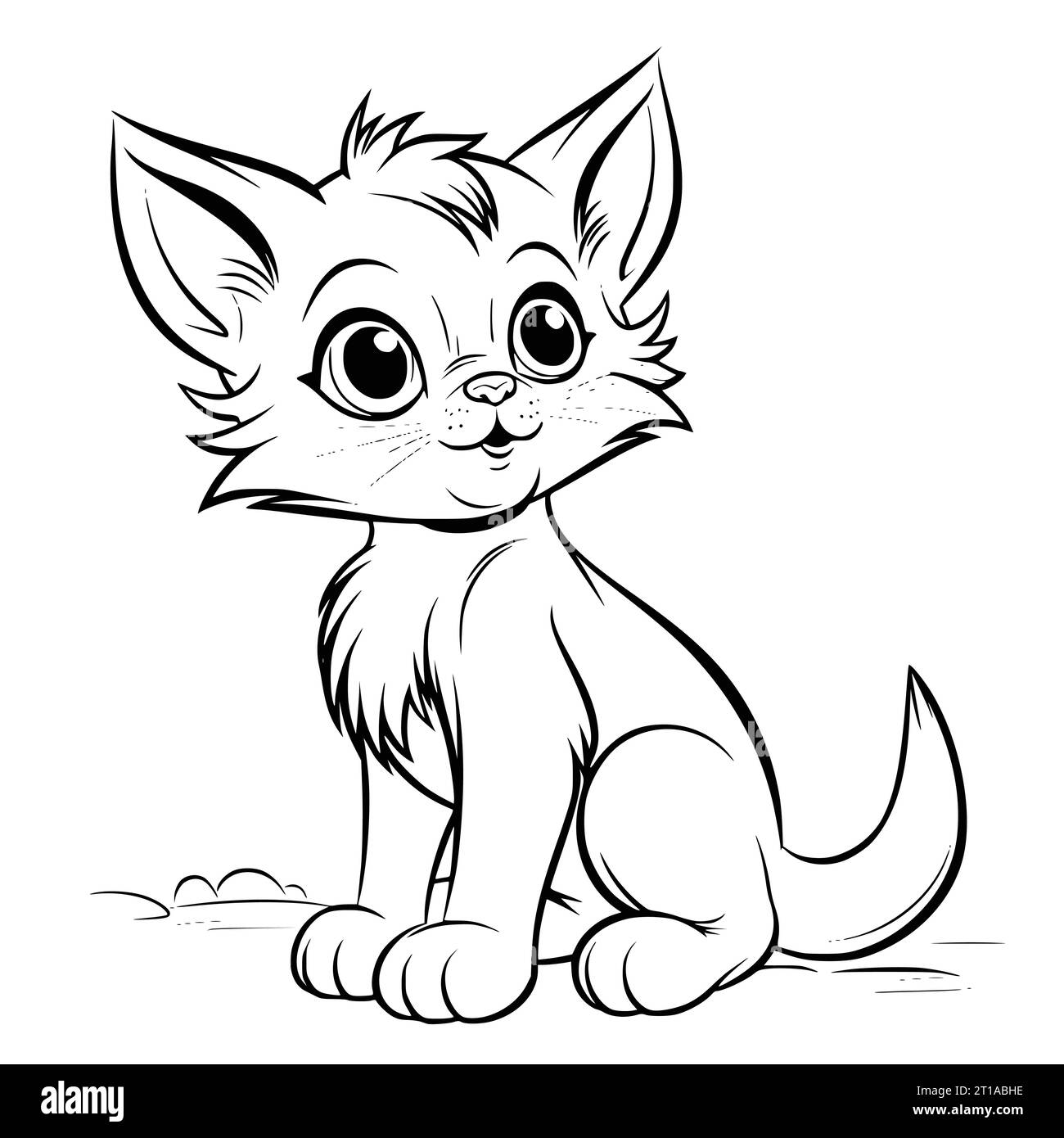 Cat Standing Coloring Page Drawing For Kids Stock Vector