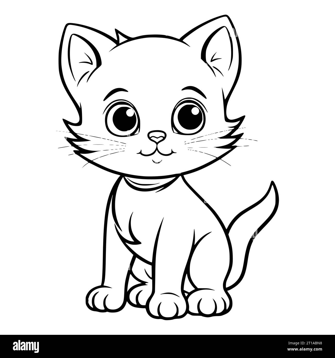 Cat Standing Coloring Page Drawing For Kids Stock Vector