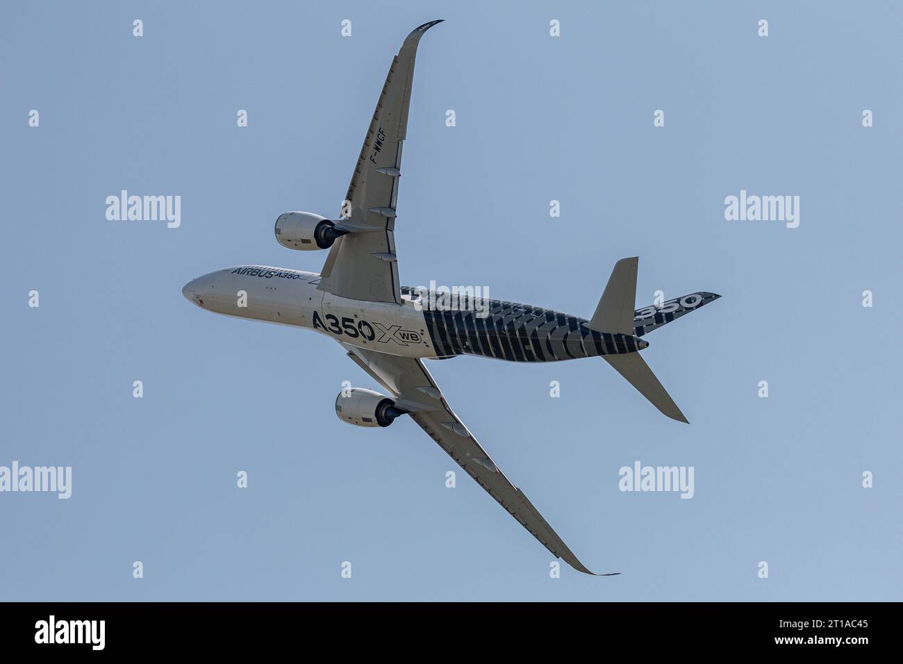 New Airbus A350 XWB passenger plane performing at the Berlin ILA Air Show, Berlin Stock Photo