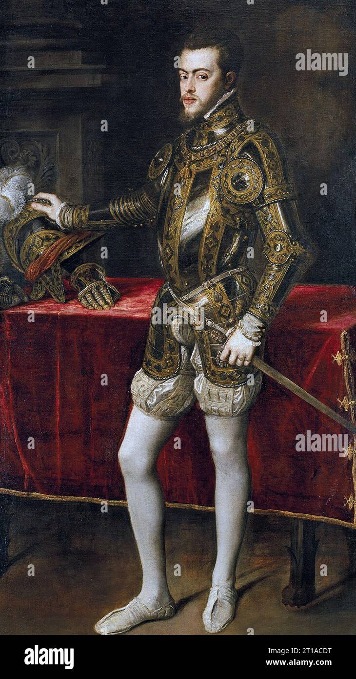 PHILIP II OF SPAIN (1527-1598) painted by  Titian as a Prince in 1551 Stock Photo
