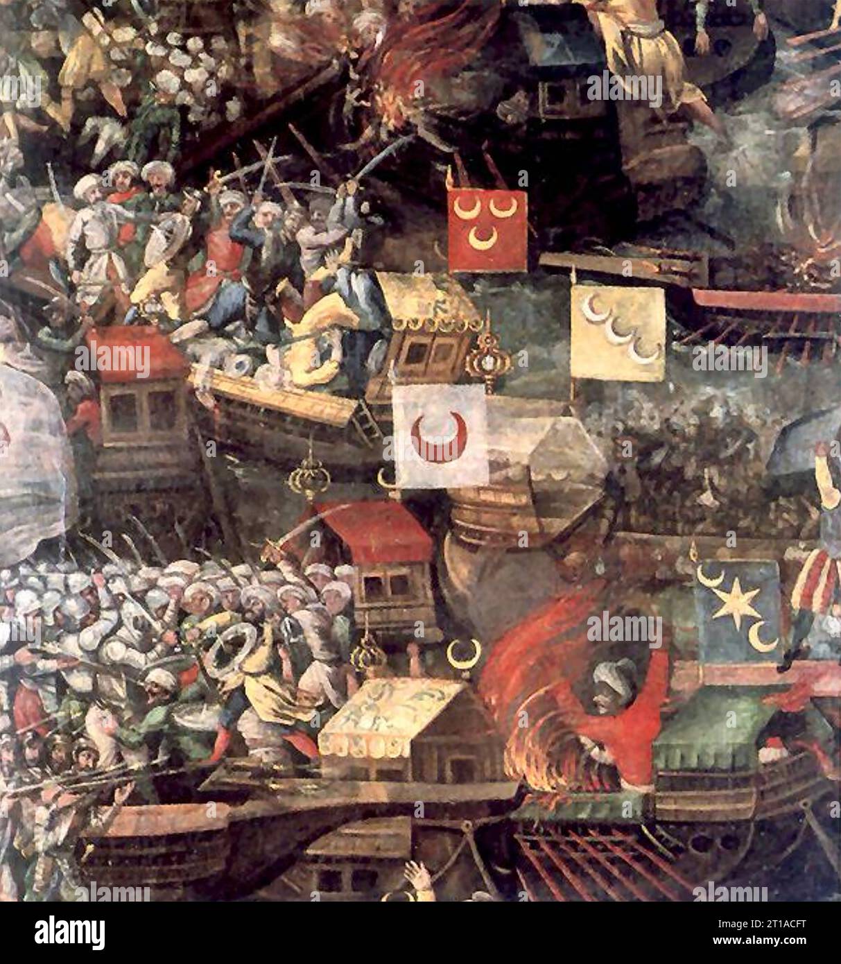 BATTLE OF LEPANTO 1571. A detail of the Ottoman fleet in a painting by