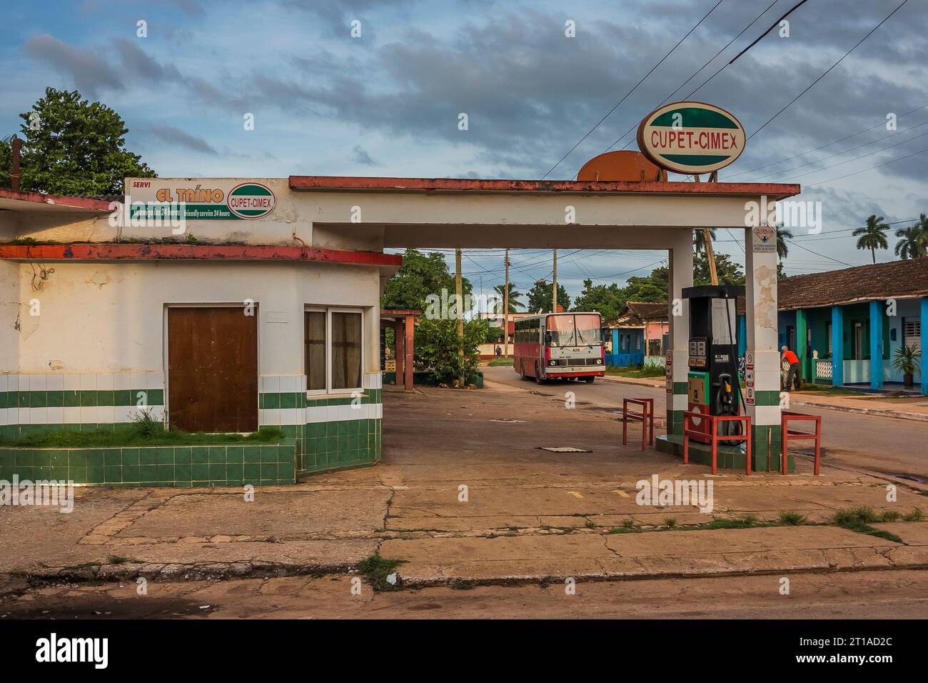 29.09.2022. Cuba, Manguito. Giron XVII with abandoned petrol station. Stock Photo