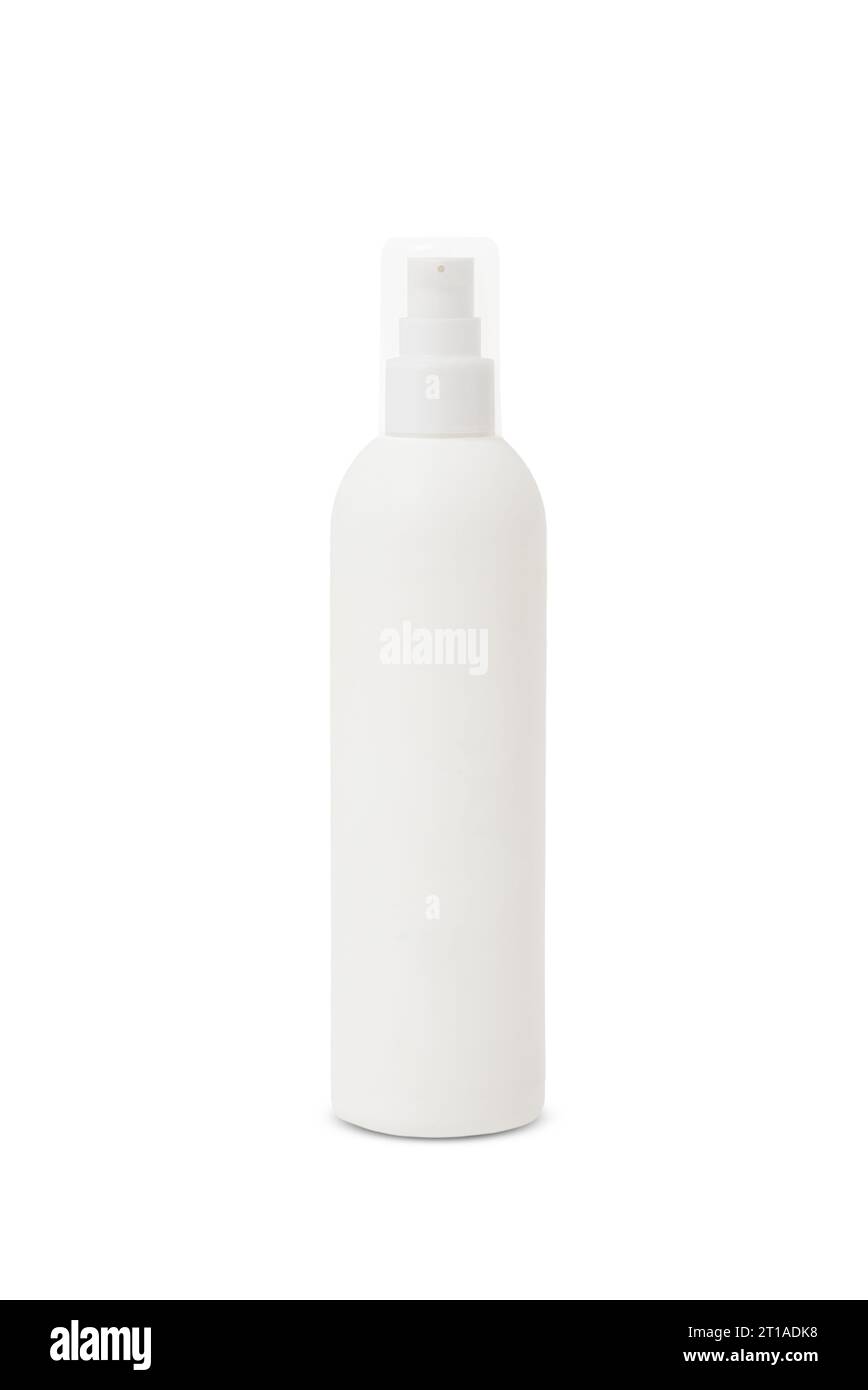 White spray bottle for cosmetic product on isolated white background ...