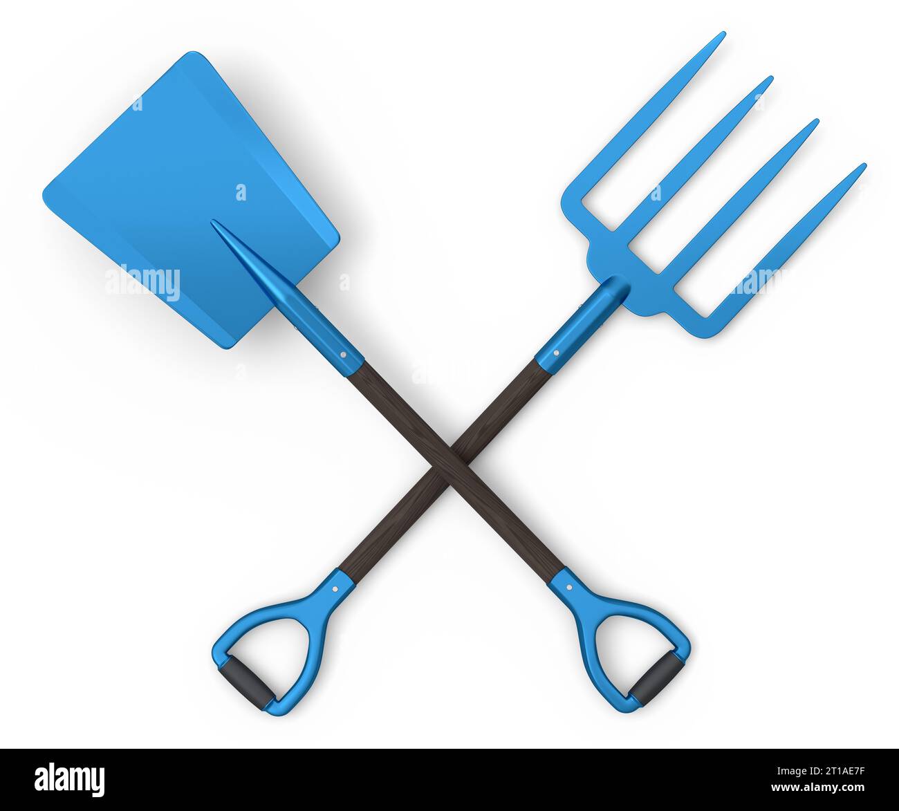 Set of garden pitchfork and shovel with wooden handle for harvesting ...