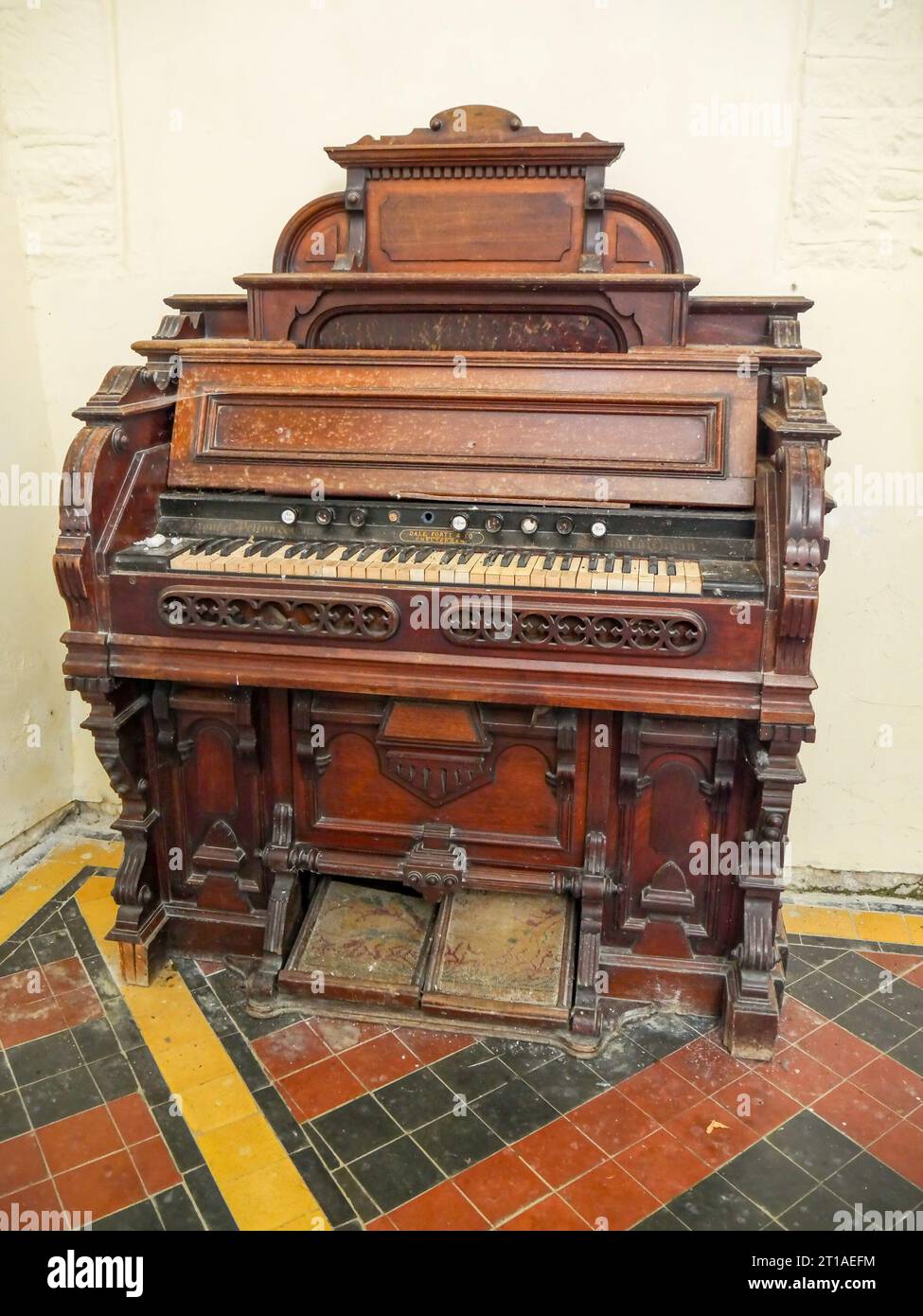 Old Dale Forty and Co Church Organ in Ozleworth Church, near Wotton-Under-Edge,Gloucestershire, England, UK Stock Photo