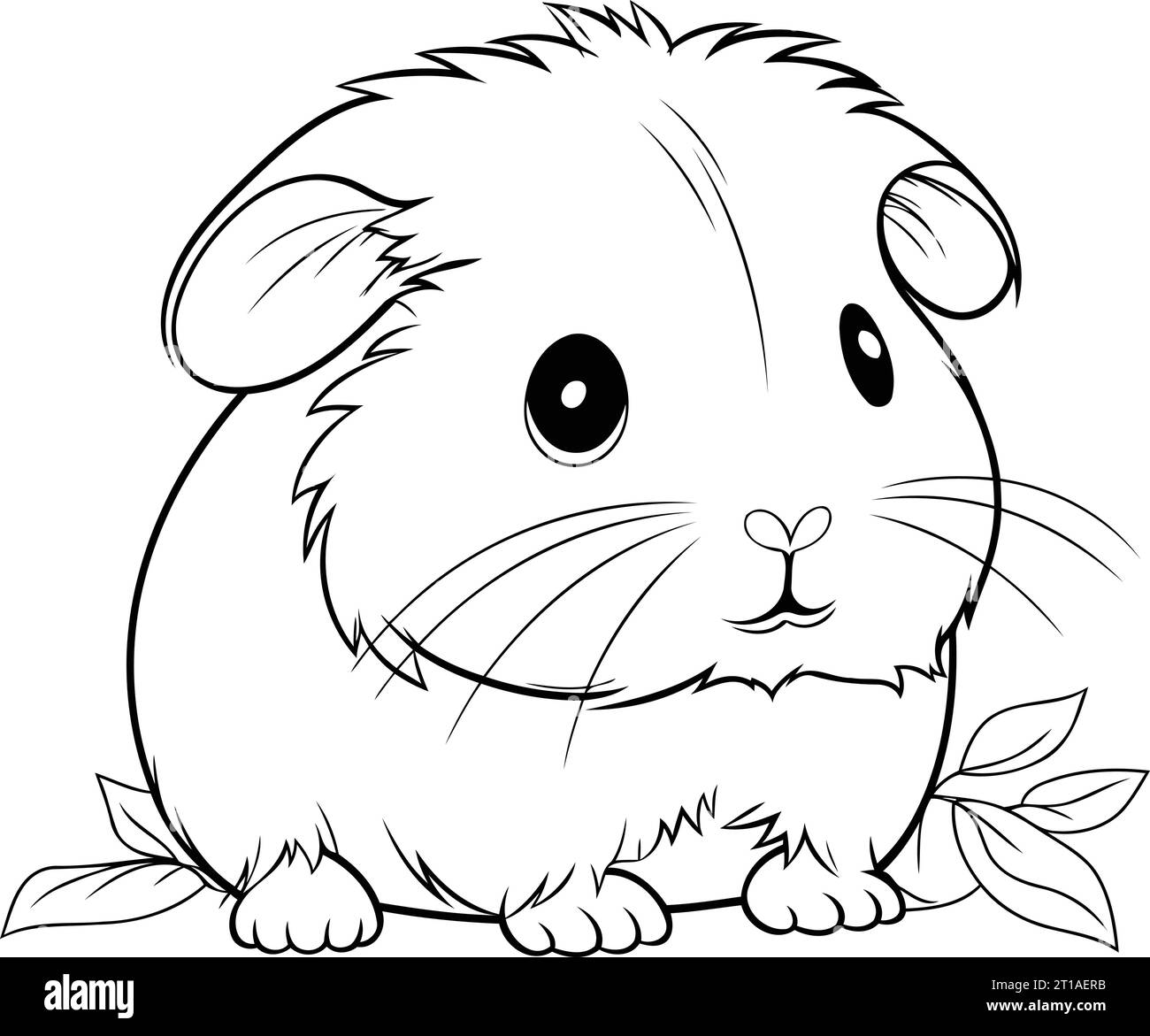 Illustration of Cute Guinea Pig on White Background Coloring Book Stock