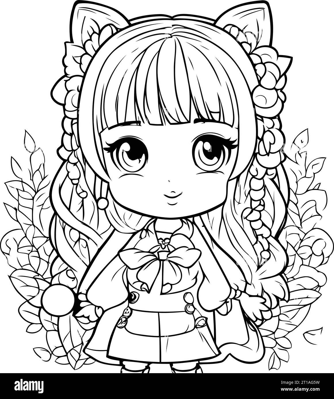 Cute Little Girl With Cat Costume And Floral Decoration Vector cute-little-girl-with-cat-costume-and-floral-decoration-vector