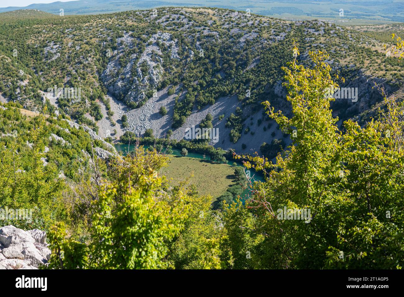 Landscape with a valley of Krupa river in Croatia on carst terrain Stock Photo