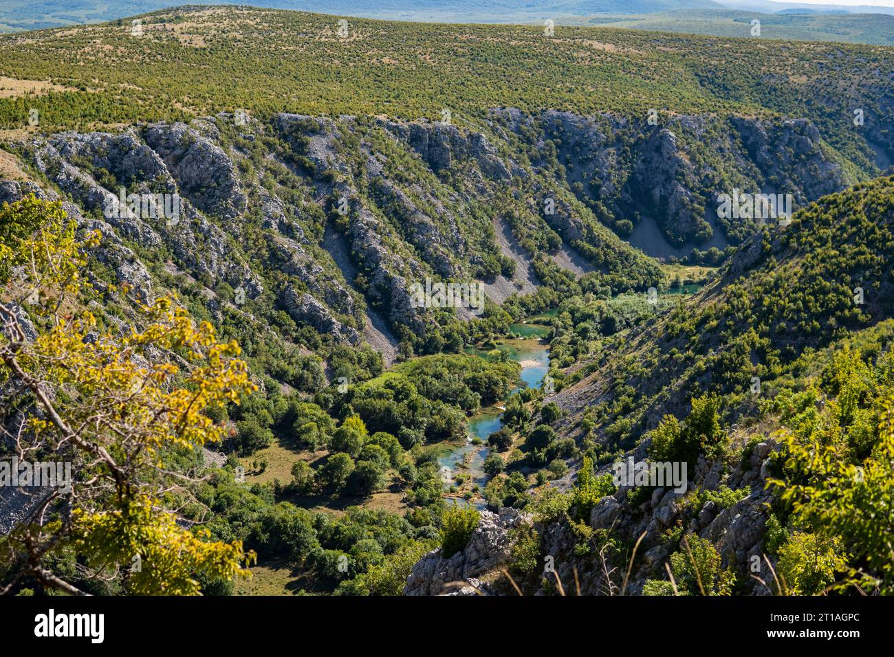 Landscape with a valley of Krupa river in Croatia on carst terrain Stock Photo