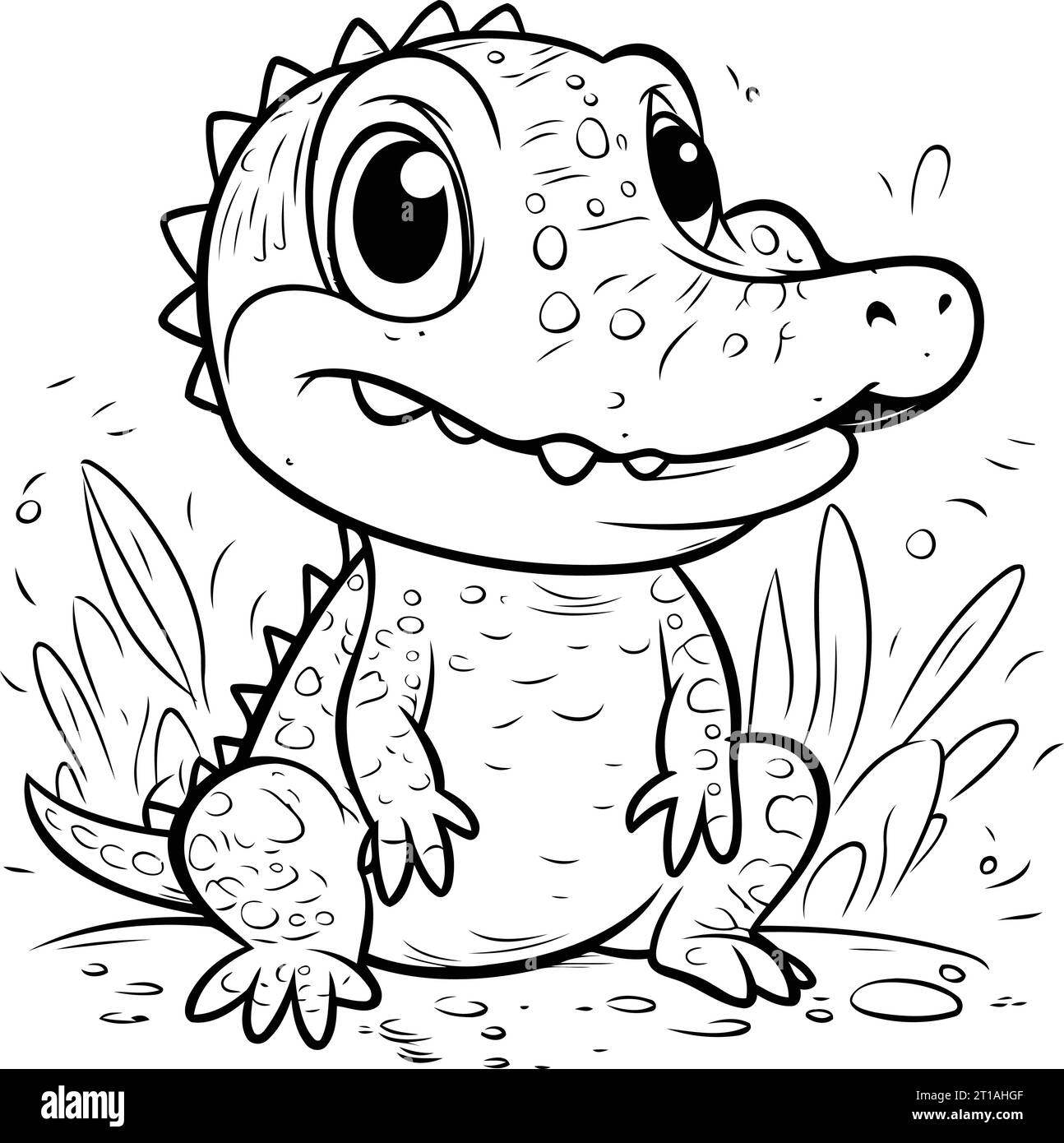 Cute baby crocodile. Coloring book. Vector illustration Stock Vector ...