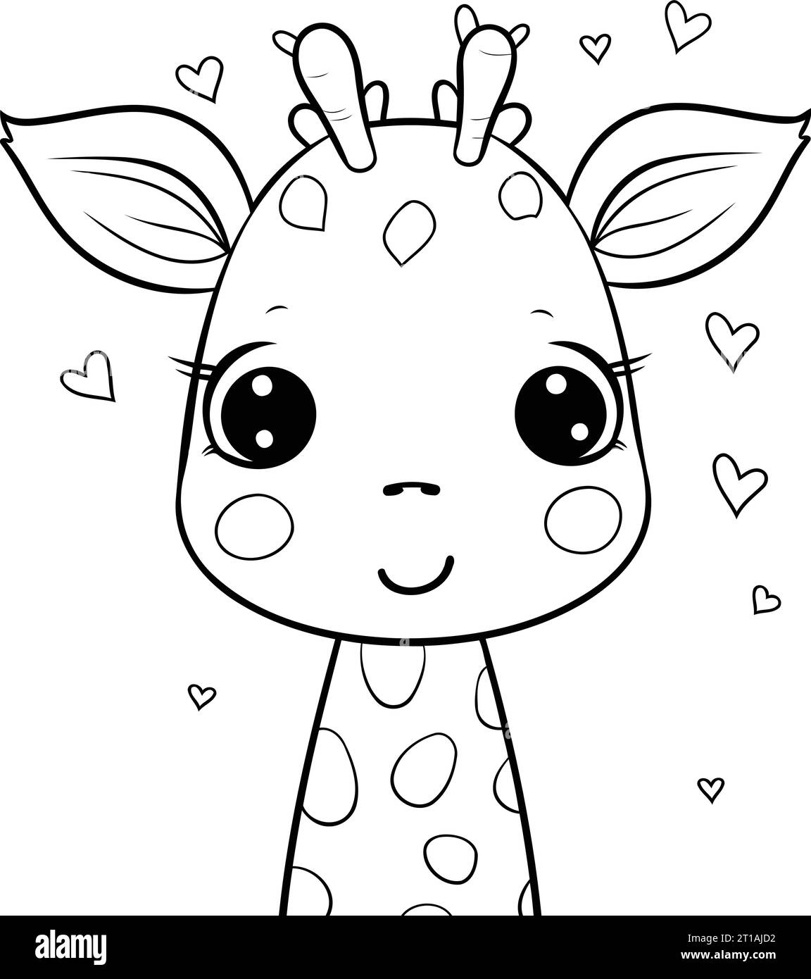 Coloring book for children. cute giraffe with hearts. Vector ...